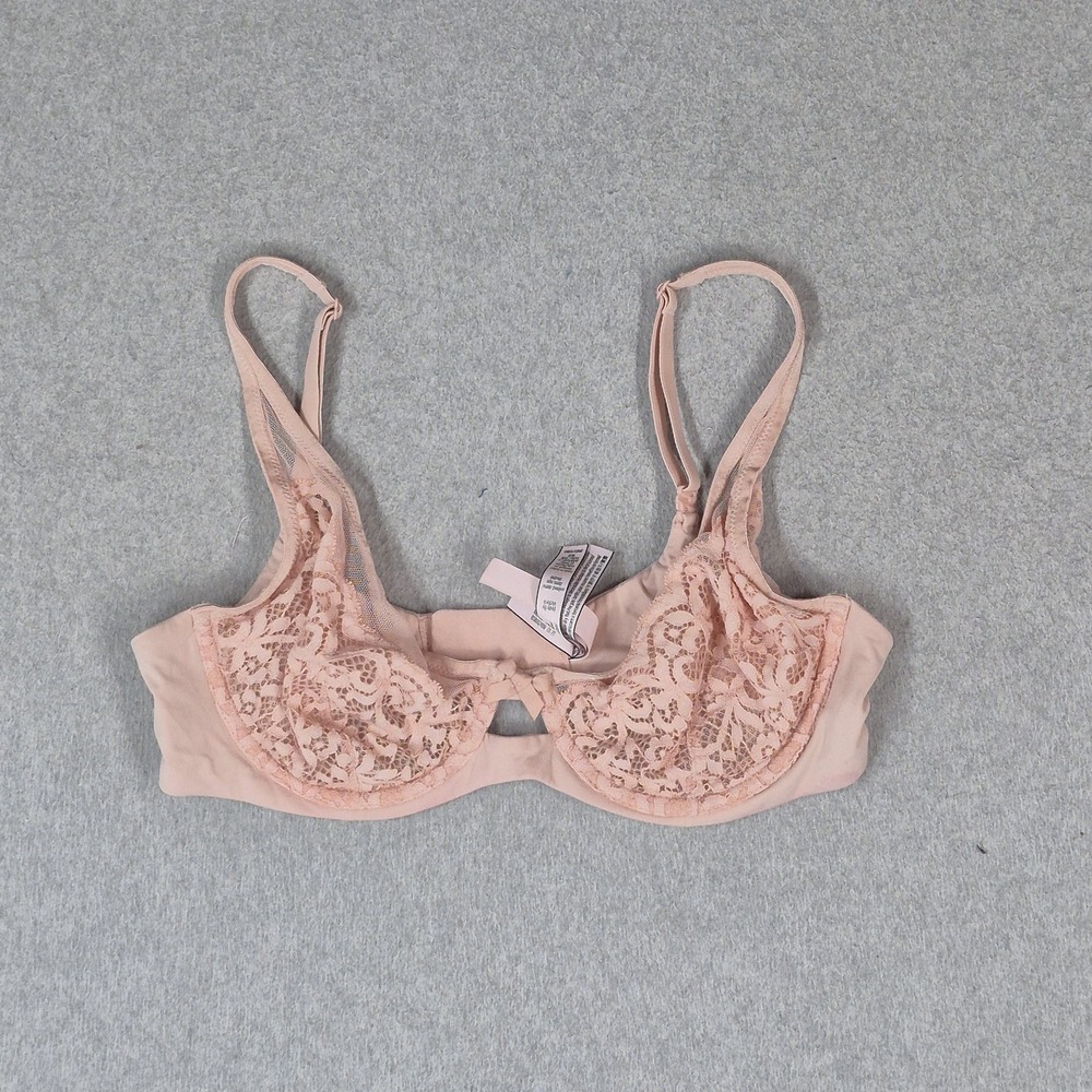 Victoria's Secret Women Bra 36C Beige Lace Adjustable Unlined Demi Underwired